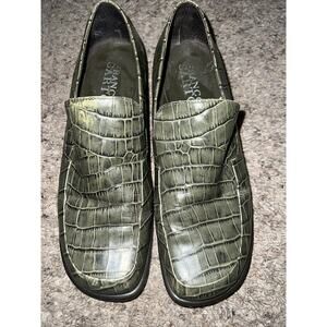 Franco Sarto Womens Green Leather Daix Croc Loafers‎ Size 9.5